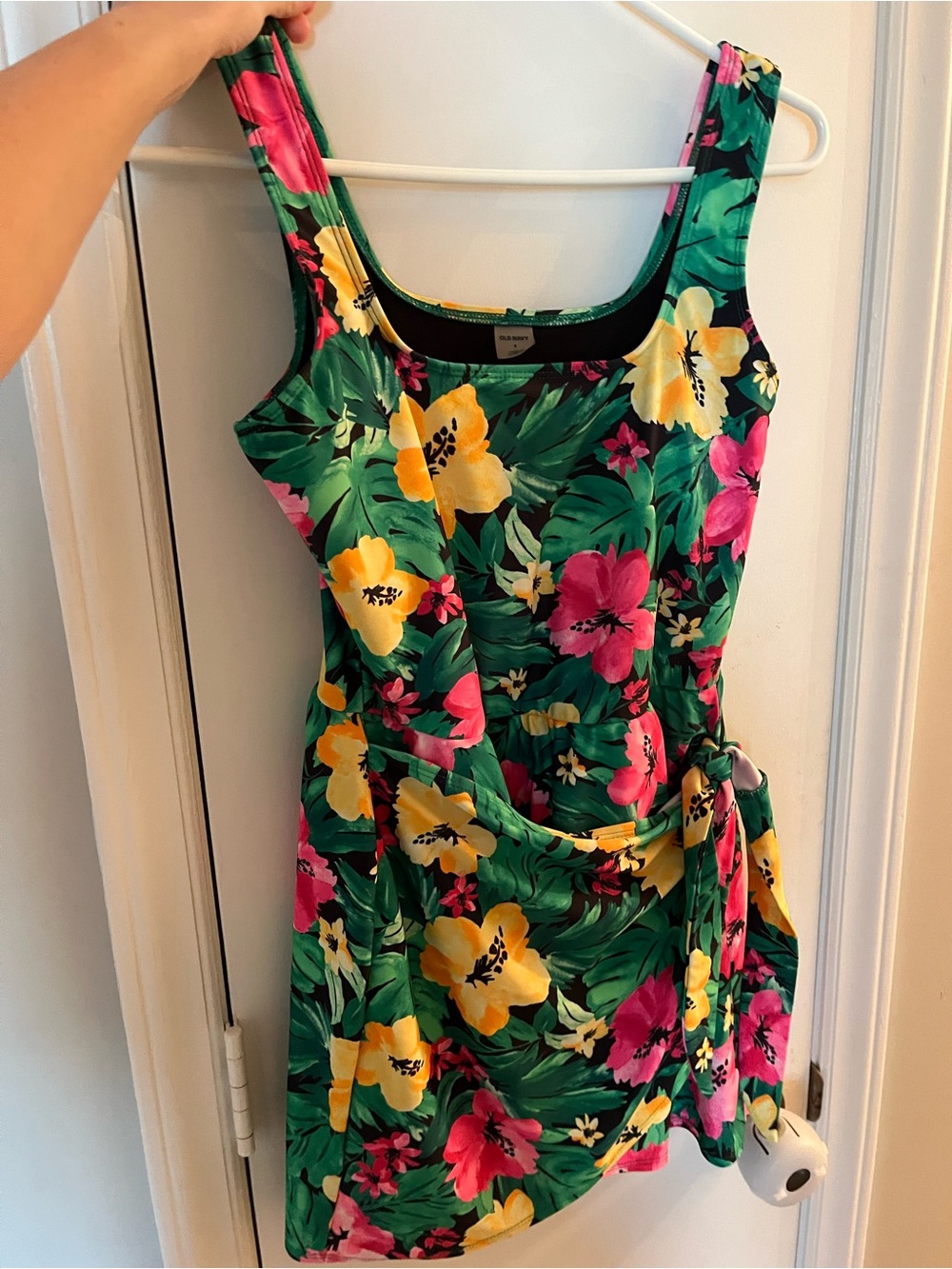 Old Navy Floral Tie-Waist Swim Dress (Bathing Suit) in Green, Pink & Yellow